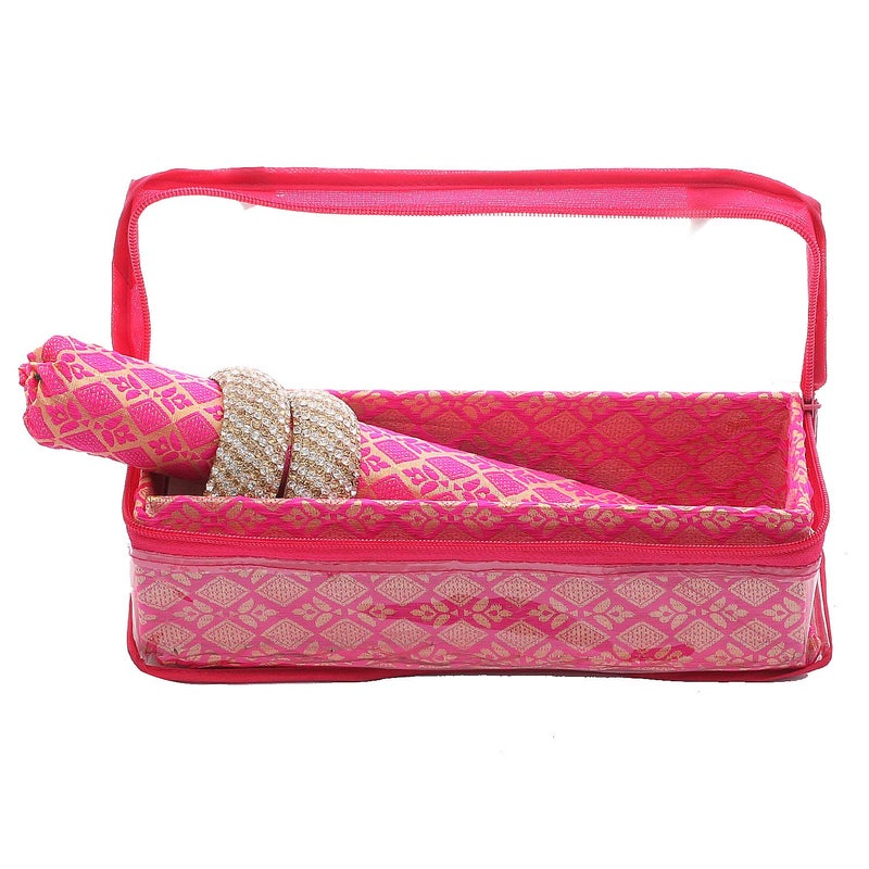 Kuber Industries Kuber Industries Brocade Hardboard 2 Pieces One Rod Bangle Box (Pink) - CTKTC42008  - Image 5