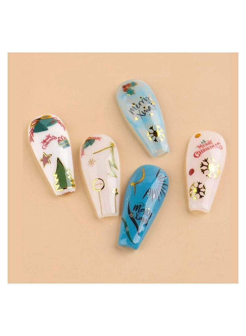 brunson Christmas Nail Stickers Decals, Winter Snowflakes Snowman 3D Self-Adhesive Nail Art Stickers Cute Elk Santa Claus Design Nail Decorations Xmas DIY Manicure Supplies for Women Girls - Image 3