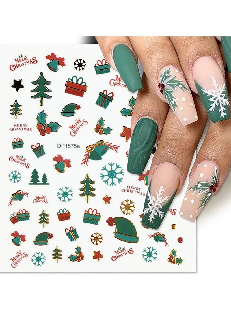 brunson Christmas Nail Stickers Decals, Winter Snowflakes Snowman 3D Self-Adhesive Nail Art Stickers Cute Elk Santa Claus Design Nail Decorations Xmas DIY Manicure Supplies for Women Girls - Image 1