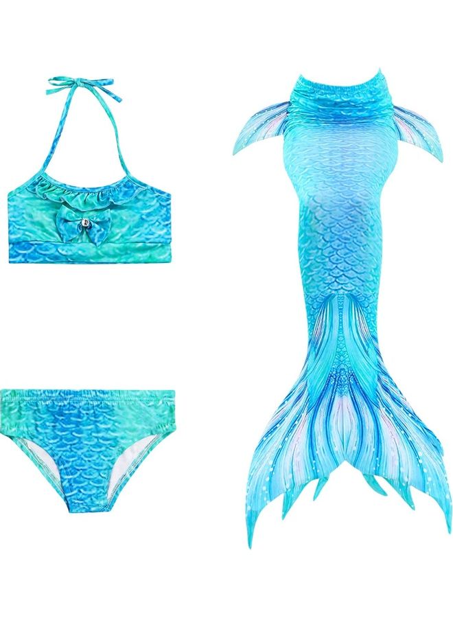 NIBEMINENT 3-Piece Mermaid Swimming Costume Set 120cm - Image 1