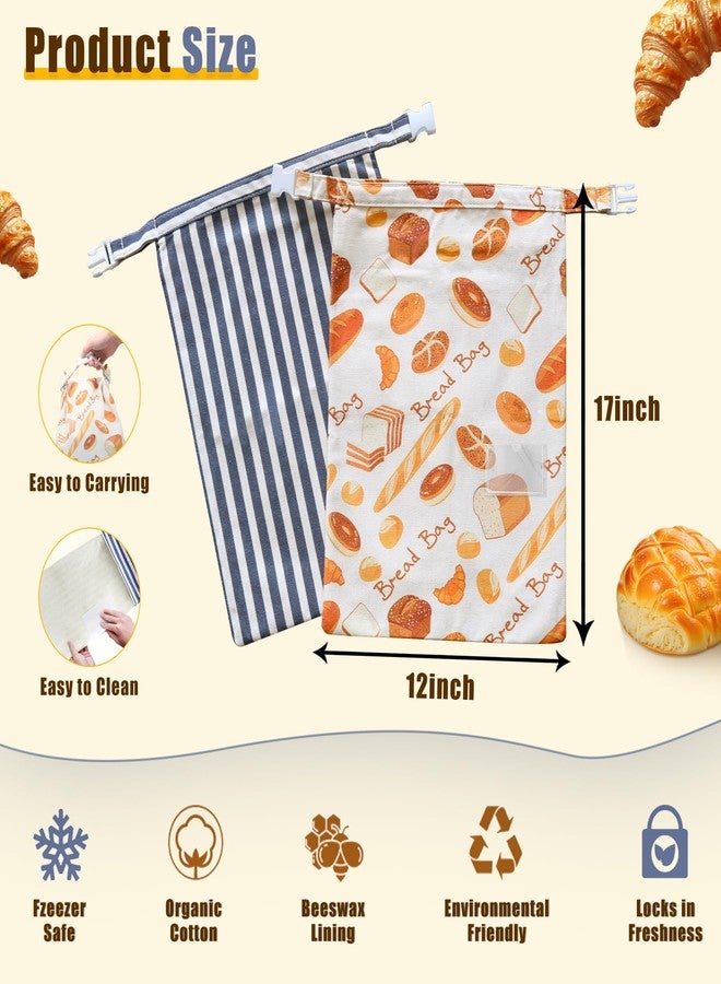 kanuoc Reusable Beeswax Bread Bags for Homemade Bread, Cotton Sourdough Breads Bags with Zipper for Double Ffreshness, Extra Large and Easy to Clean Cotton Food Storage Bag （2Pack, 17” x 12”） - Image 3