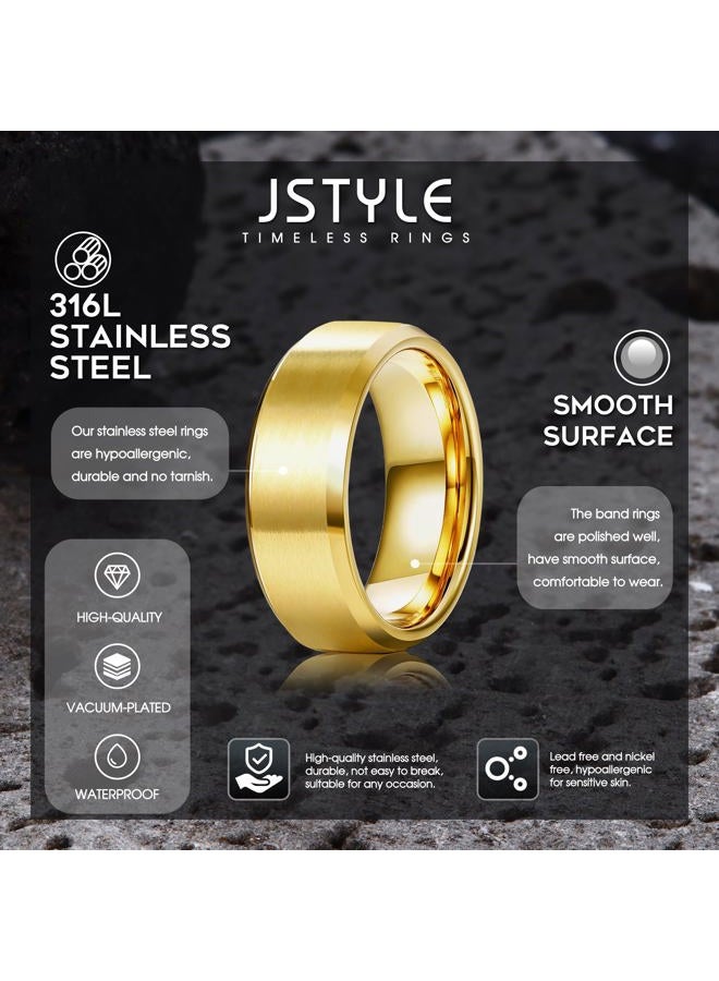 Jstyle Stainless Steel Rings for Men Women 8MM Wedding Band Rings Matte Surface - Beveled Polished Edge Mens Ring Size 6-14, 8.5, Metal, No Gemstone - Image 2
