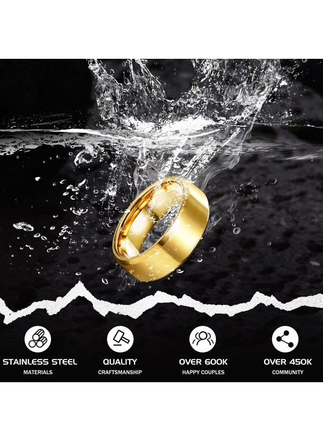 Jstyle Stainless Steel Rings for Men Women 8MM Wedding Band Rings Matte Surface - Beveled Polished Edge Mens Ring Size 6-14, 8.5, Metal, No Gemstone - Image 3