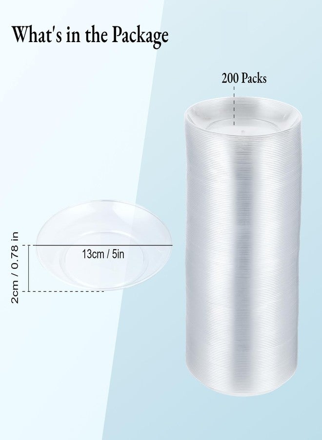 BATTIPAW 200 Pcs Clear Plastic Plates for Party, 5 inch Disposable Hard Plastic Dinner Plates Small Dessert/Salad Plates for Wedding Parties - Image 2