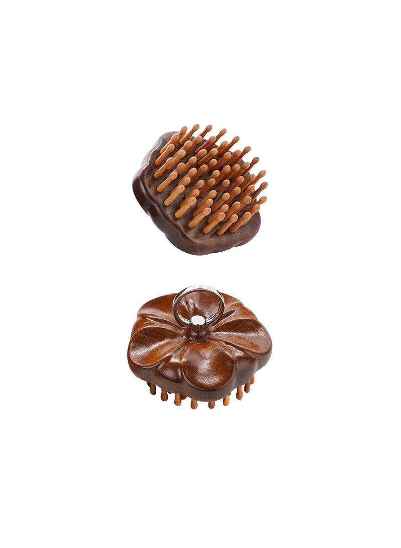 general Wooden Round Scalp Massager Brush for Promote Hair Growth, Natural Bamboo Hair Brush with Ring Handle, Portable Detangling Comb for Men and Women, Anti-Static Head Massage Tool - Image 1