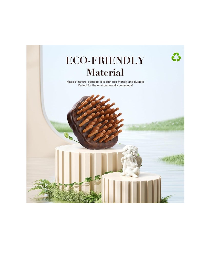 general Wooden Round Scalp Massager Brush for Promote Hair Growth, Natural Bamboo Hair Brush with Ring Handle, Portable Detangling Comb for Men and Women, Anti-Static Head Massage Tool - Image 4