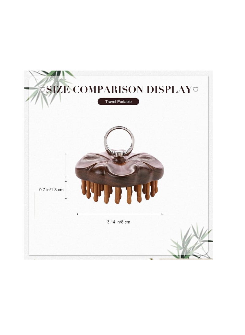 general Wooden Round Scalp Massager Brush for Promote Hair Growth, Natural Bamboo Hair Brush with Ring Handle, Portable Detangling Comb for Men and Women, Anti-Static Head Massage Tool - Image 5