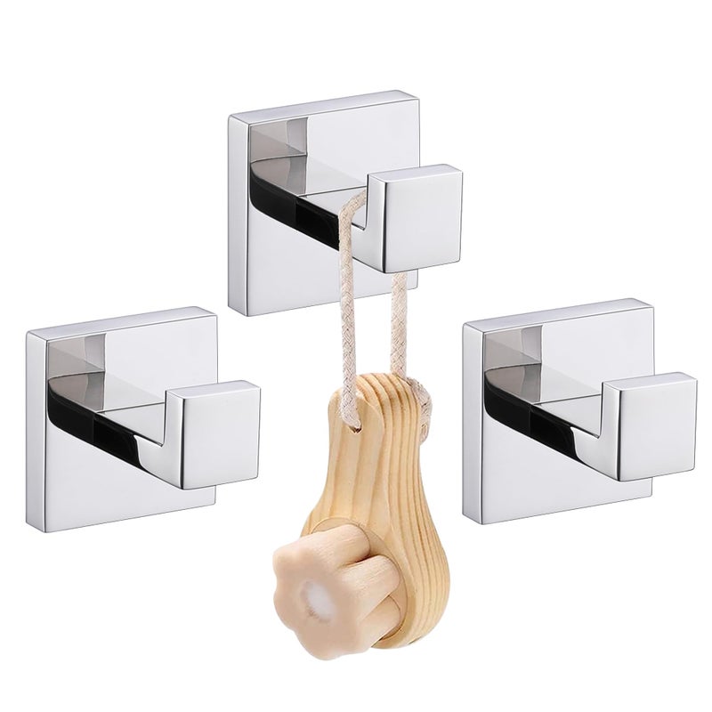 LANC 3PCS Towel Hooks for Bathroom Wall Hooks Heavy Duty Chrome Bath HooksCoat HooksHand Towel HangerRobe Hooks for Bathroom Kitchen Hotel Wall MountedSilver Polished A8805CPP3 - Image 2