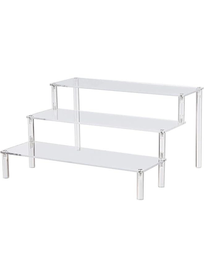 إيروريكس حامل عرض أكريليك شفاف مكون من 3 طبقات، حامل عرض للعطور، حامل عرض كب كيك مكون من 3 طبقات، رف عرض أكريليك منظم وديكور - Image 1