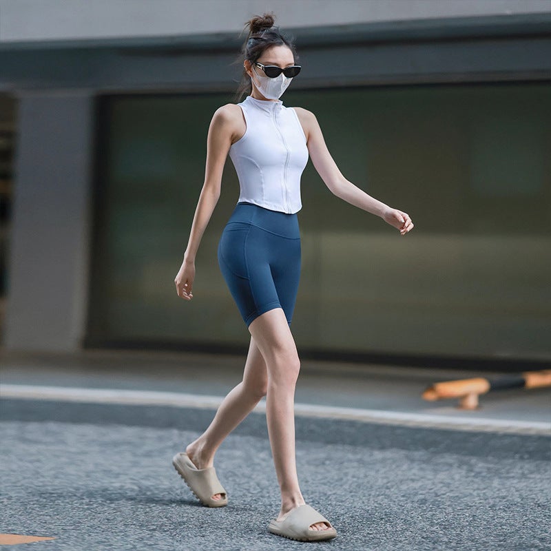 Zipper Vest Women'S Summer Slim-Fit Slimming Pure Desire Girl Sports Yoga Fitness Training Sleeveless Running Top - Image 5