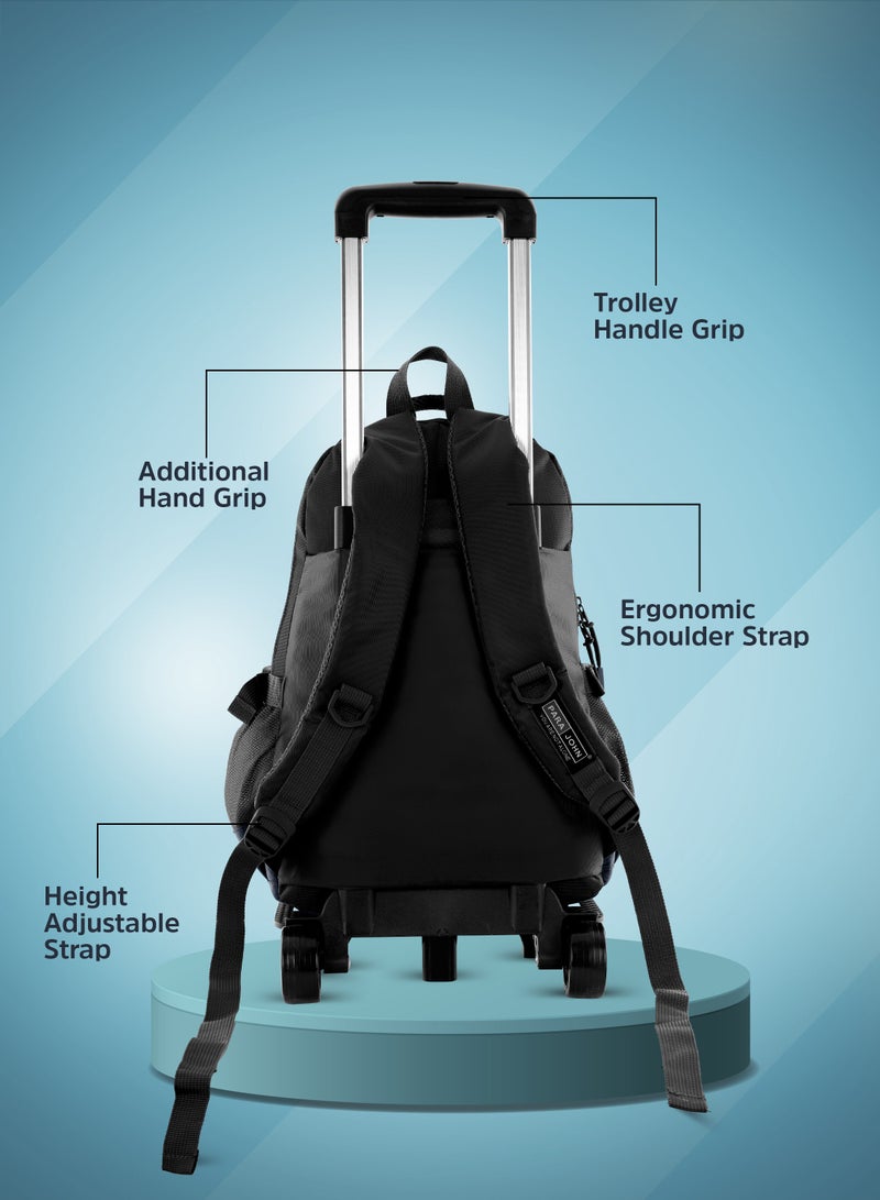 بارا جون حقيبة ظهر بعجلات للجنسين مع حزام قابل للتعديل للمدرسة والجامعة والمكتب والعمل والسفر -  بوصة أزرق - Image 4