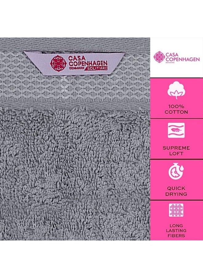 CASA COPENHAGEN - Solitaire Designed in Denmark 600 GSM 2 Bath Towels 2 Hand Towels 2 Washcloths, Super Soft Egyptian Cotton 6 Towels Set for Bathroom, Kitchen & Shower - White + Grey Violet - Image 1