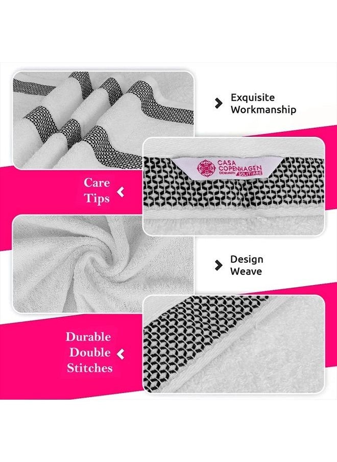 CASA COPENHAGEN - Solitaire Designed in Denmark 600 GSM 2 Bath Towels 2 Hand Towels 2 Washcloths, Super Soft Egyptian Cotton 6 Towels Set for Bathroom, Kitchen & Shower - White + Grey Violet - Image 1