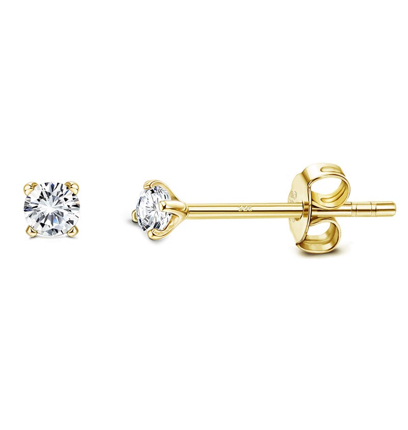Sllaiss 2mm Sterling Silver Austria Zirconia Stud Earrings for Women Men, Platinum/Gold/Rose Gold Plated Tiny CZ Studs - Image 1