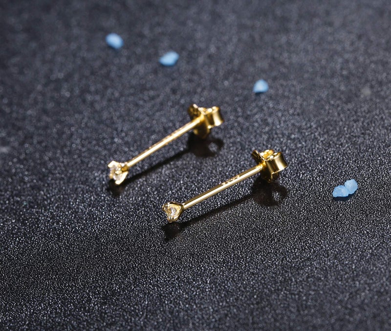 Sllaiss 2mm Sterling Silver Austria Zirconia Stud Earrings for Women Men, Platinum/Gold/Rose Gold Plated Tiny CZ Studs - Image 4
