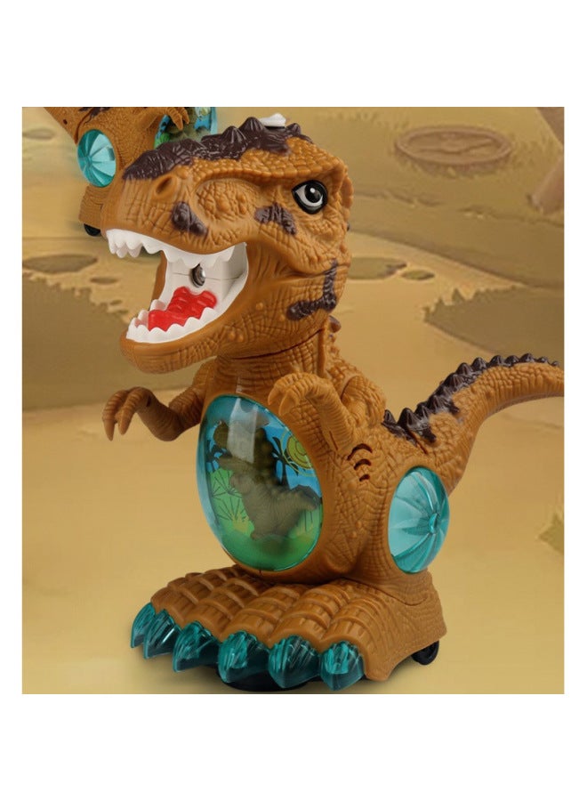 Electric Spray Dinosaur Toy Simulation Animal Model Universal Wheel Music Light Tyrannosaurus Rex Children's Toy-Color:Earthy Yellow - Image 1