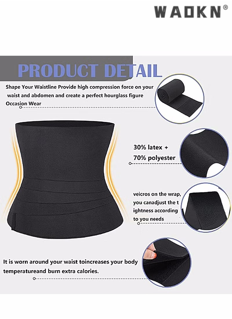 WAOKN Waist Trainer Women, Waist Cincher Belt Shapewear Body Shaper Sports Girdles Waist Trimmer Postpartum Belly Wrap Adjustable Comfortable Lumbar Waist Support Belt for Slimming，Fitness Workout,Elastic Waistband for Sports,Fitness, Abdominal Tightening, Women'S Wrapped Abdominal Exercise Belt, Slimming Thin Shaping Belt Adjustable Fat Burning Shaping Waistband(Black)  - Image 2