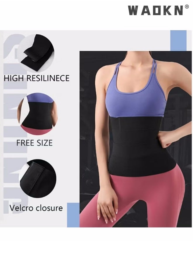 WAOKN Waist Trainer Women, Waist Cincher Belt Shapewear Body Shaper Sports Girdles Waist Trimmer Postpartum Belly Wrap Adjustable Comfortable Lumbar Waist Support Belt for Slimming，Fitness Workout,Elastic Waistband for Sports,Fitness, Abdominal Tightening, Women'S Wrapped Abdominal Exercise Belt, Slimming Thin Shaping Belt Adjustable Fat Burning Shaping Waistband(Black)  - Image 3