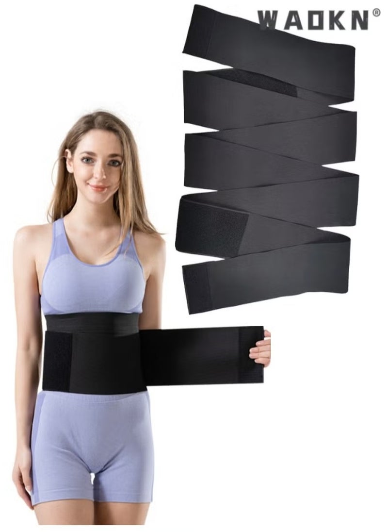 WAOKN Waist Trainer Women, Waist Cincher Belt Shapewear Body Shaper Sports Girdles Waist Trimmer Postpartum Belly Wrap Adjustable Comfortable Lumbar Waist Support Belt for Slimming，Fitness Workout,Elastic Waistband for Sports,Fitness, Abdominal Tightening, Women'S Wrapped Abdominal Exercise Belt, Slimming Thin Shaping Belt Adjustable Fat Burning Shaping Waistband(Black)  - Image 1