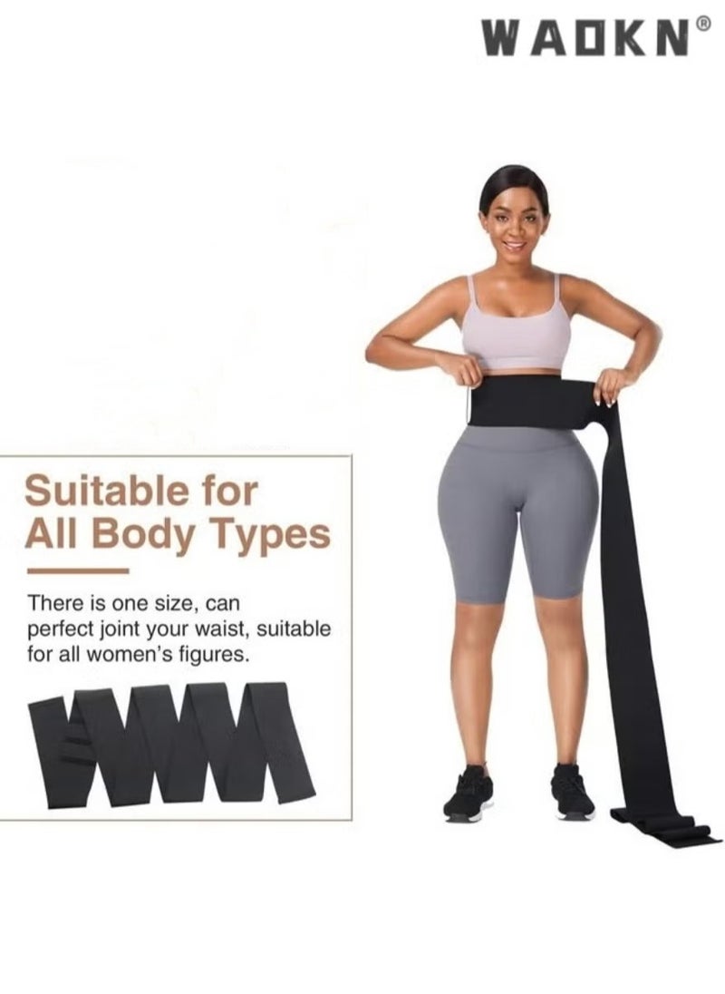 WAOKN Waist Trainer Women, Waist Cincher Belt Shapewear Body Shaper Sports Girdles Waist Trimmer Postpartum Belly Wrap Adjustable Comfortable Lumbar Waist Support Belt for Slimming，Fitness Workout,Elastic Waistband for Sports,Fitness, Abdominal Tightening, Women'S Wrapped Abdominal Exercise Belt, Slimming Thin Shaping Belt Adjustable Fat Burning Shaping Waistband(Black)  - Image 4