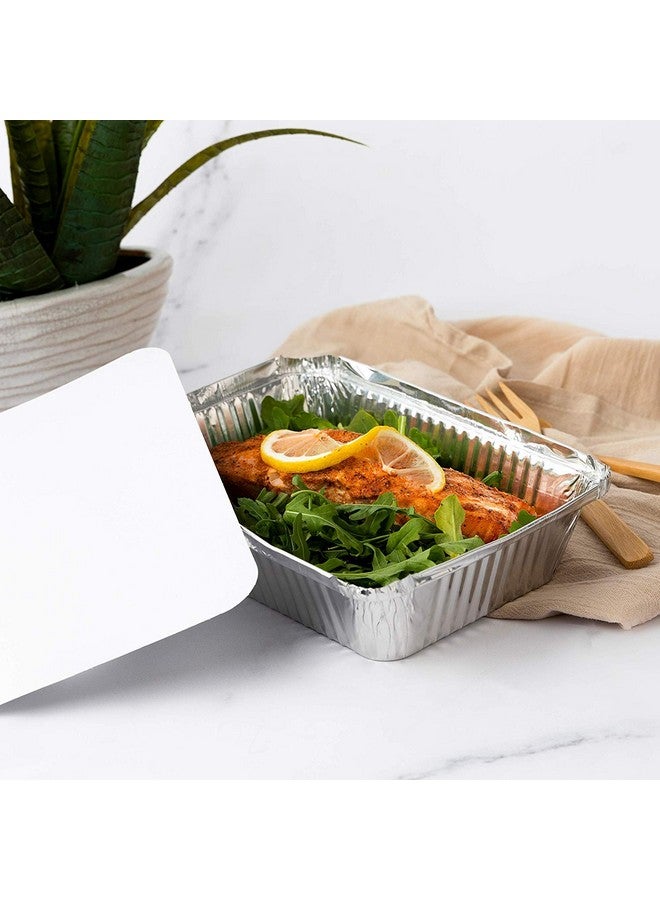 Stock Your Home Aluminum Pans Take Out Containers with Lids (50 Pack) 2 Lb Disposable Aluminum Foil Oblong Pans with Cardboard Covers - To Go Food Storage Containers for Baking, Meal Prep, Takeout and Freezer - Image 3