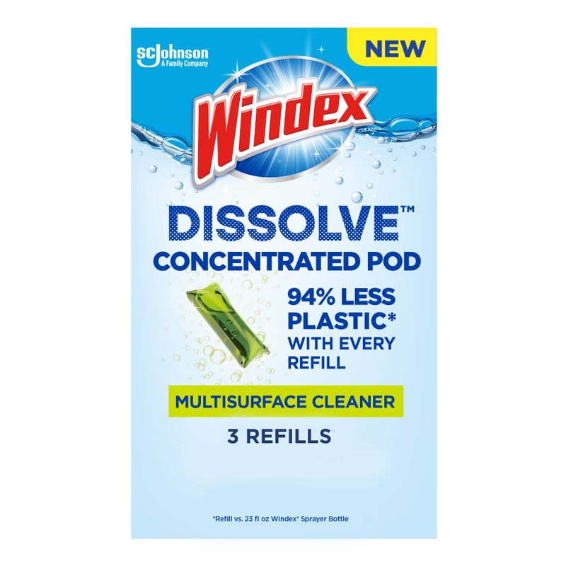 Windex Dissolve Concentrated Pods, Multisurface Cleaner, 3 Concentrated Dissolvable Refill Pods - Image 1