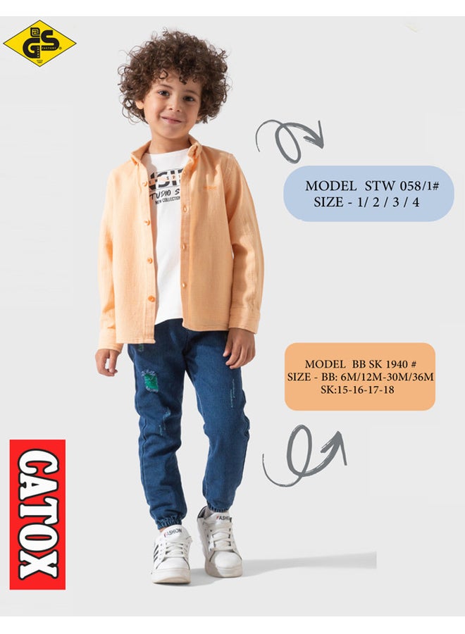 قميص كتان صيفي للأولاد مع تيشيرت قطني