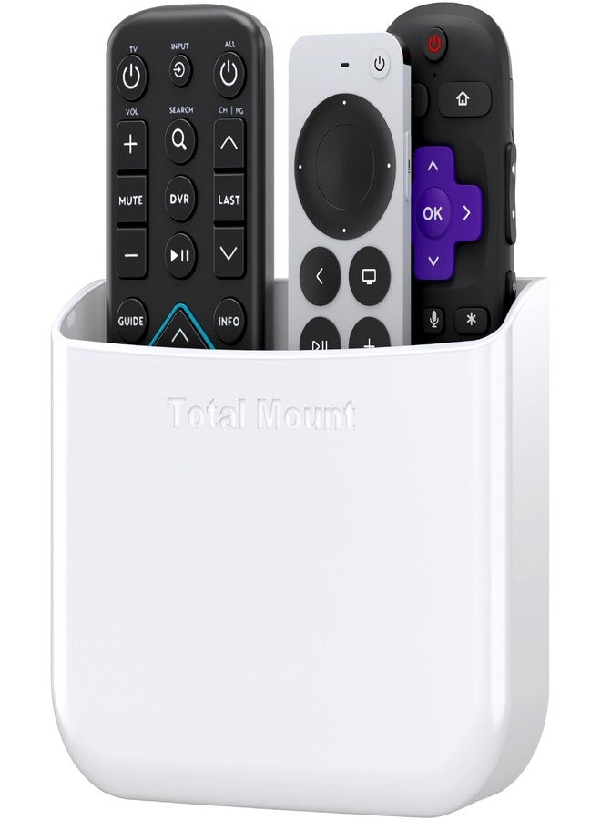 TotalMount Hole-Free Remote Holder - Eliminates Need to Drill Holes in Your Wall (for 2 or 3 Remote Controls - White - Quantity 1) - Image 1