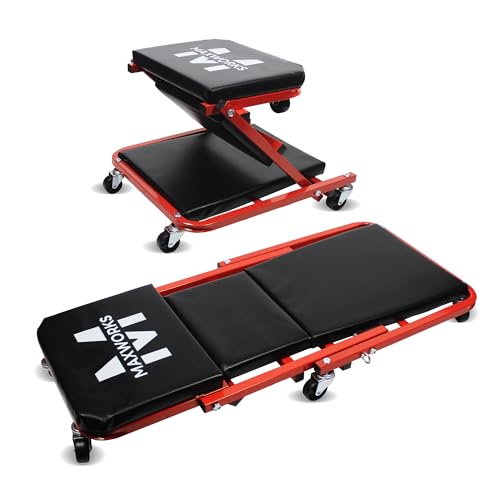 MaxWorks 50873 2 in 1 Mechanic Creeper 36 inch Z-Creeper Seat 300 lbs Capacity Low Profile Creeper with 6 pcs Casters for Garage Shop Auto Repair - Image 1