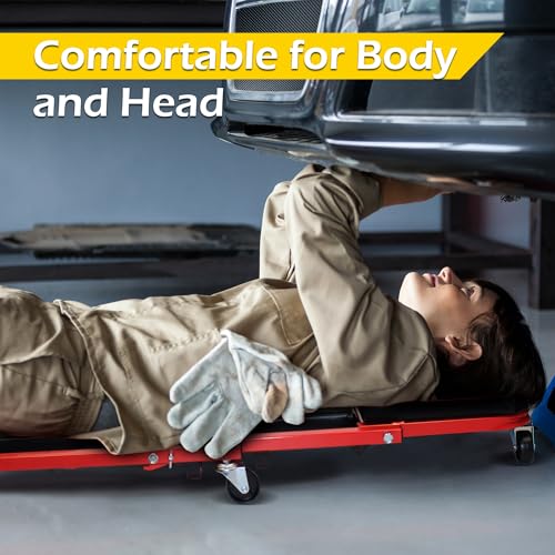 MaxWorks 50873 2 in 1 Mechanic Creeper 36 inch Z-Creeper Seat 300 lbs Capacity Low Profile Creeper with 6 pcs Casters for Garage Shop Auto Repair - Image 4