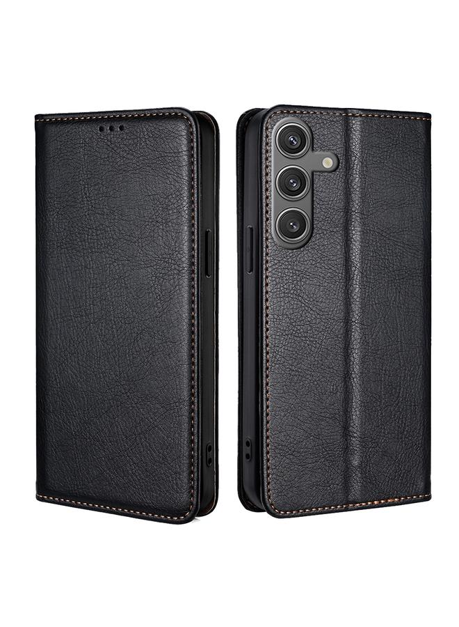 S-TOP Case For Samsung Galaxy S25 5G Gloss Oil Solid Color Magnetic Leather Phone Case - Image 1