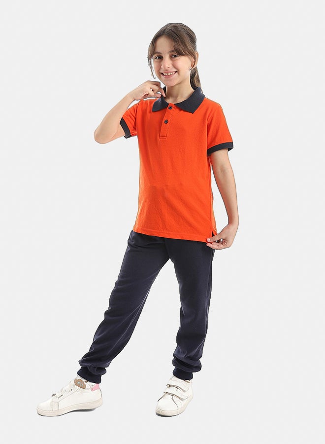 Red Circle Half Sleeve Polo Set & Pants Kids Unisex - Image 4