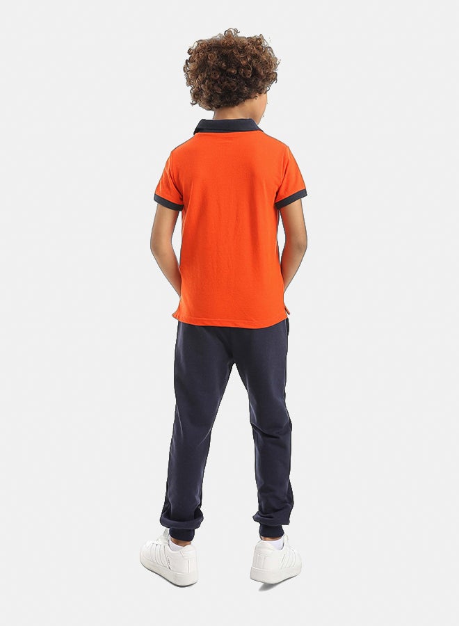 Red Circle Half Sleeve Polo Set & Pants Kids Unisex - Image 5