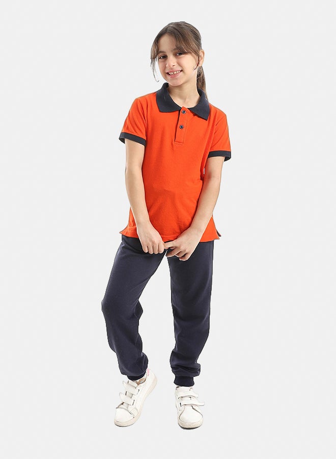 Red Circle Half Sleeve Polo Set & Pants Kids Unisex - Image 2