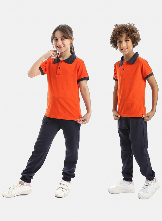 Red Circle Half Sleeve Polo Set & Pants Kids Unisex - Image 3
