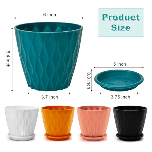 Eightiz Pack of 5 Round Flower Pots for Home Planters, Terrace, Garden Etc | Multicolor | Suitable for Home Indoor & Outdoor Gardening Plants(Mix Colour) - Image 4