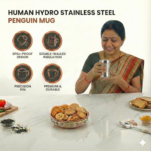Human Hydro Stainless Steel Mugs – Set of 2 (240 ml Each) | Durable Coffee Mugs & Tea Cups | Rust-Free, Spill-Proof, Easy to Clean - Image 3