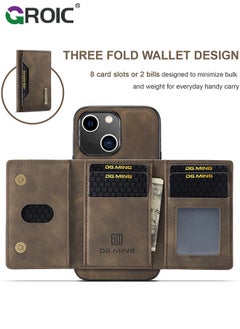 GROIC iPhone 15 Plus 2 in 1 Clutch Wallet, Vintage Slim Leather Case Magnetic Detachable Tri-Fold Wallet, iPhone 15 Plus 6.7" Leather Case with Card Holder Pocket Slim Case  - Image 4