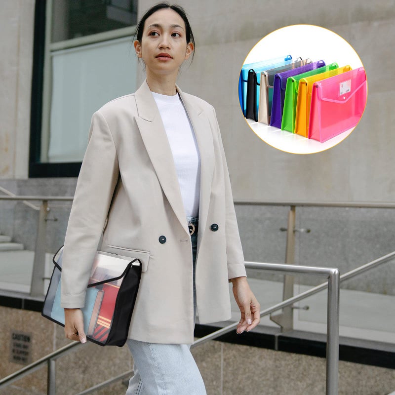 Epakh 27 Pack B4 Plastic Expanding File Folders Waterproof Transparent Expandable File Folder Wallet Document Organizer with Snap Button Closure for School Office Business (Bright Color) - Image 4