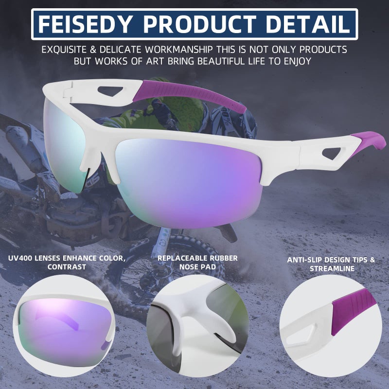 FEISEDY FEISEDY Polarized Sports Sunglasses Driving Cycling Shades For Men Women Baseball Running UV Protection Sunglasses B2878  - Image 3