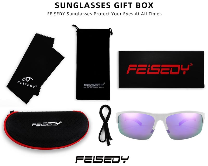 FEISEDY FEISEDY Polarized Sports Sunglasses Driving Cycling Shades For Men Women Baseball Running UV Protection Sunglasses B2878  - Image 5