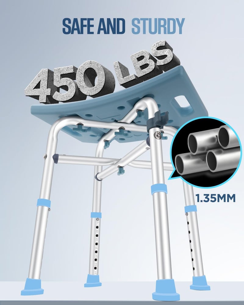 Brosive Shower Chair for Inside Shower - 450lb, Shower Stools for Elderly Seniors, Shower Benches for Adults, Bath Chair Shower Benches for The Disabled,Shower Seats, Blue Tub Chair - Image 2