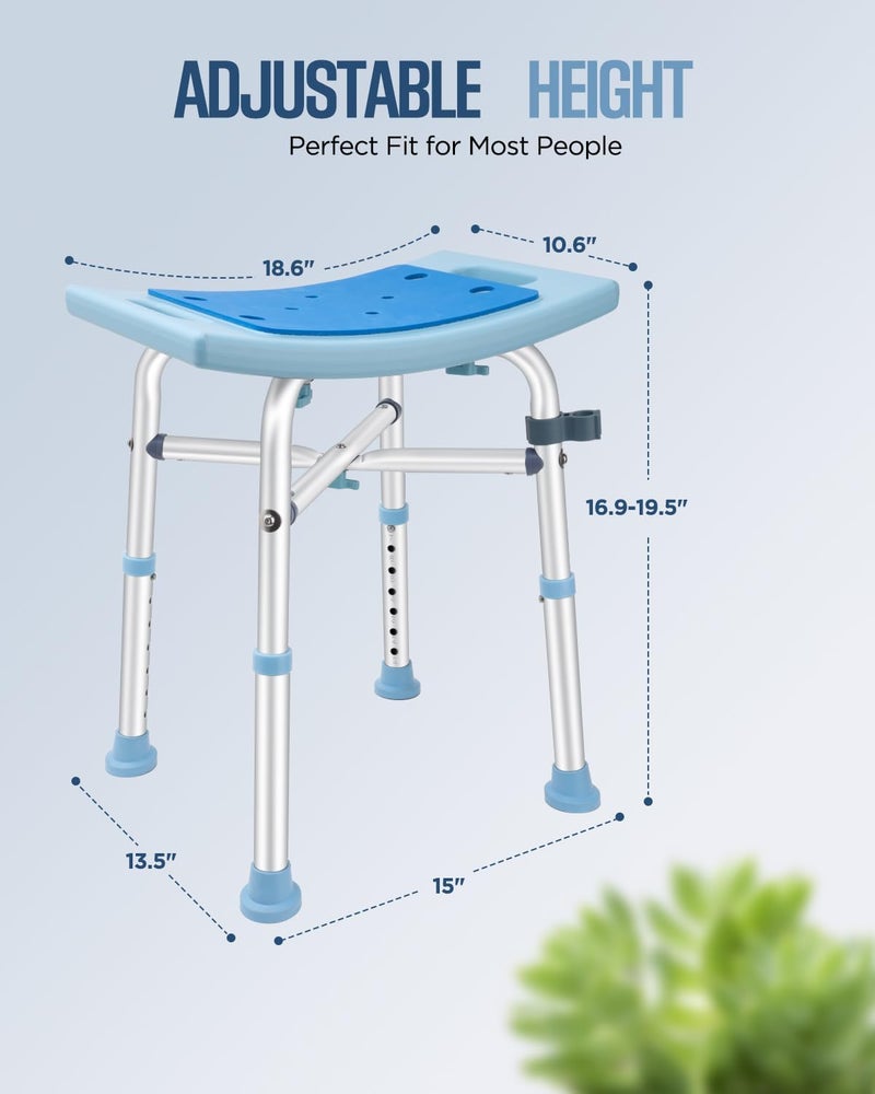 Brosive Shower Chair for Inside Shower - 450lb, Shower Stools for Elderly Seniors, Shower Benches for Adults, Bath Chair Shower Benches for The Disabled,Shower Seats, Blue Tub Chair - Image 3