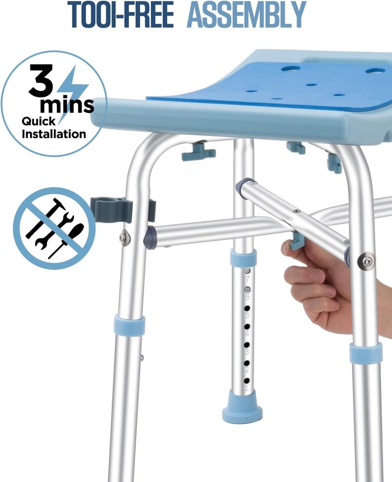 Brosive Shower Chair for Inside Shower - 450lb, Shower Stools for Elderly Seniors, Shower Benches for Adults, Bath Chair Shower Benches for The Disabled,Shower Seats, Blue Tub Chair - Image 4