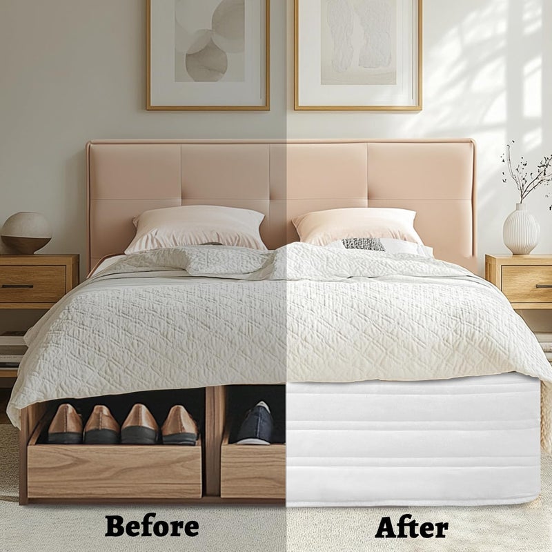 Ramesses Bed Skirt King Size with 14 inch Drop,Blended Quilted Bedframe Cover, Box Spring Cover,Wrap Around Bed Skirt,Fade Resistant Dust (White, King) - Image 4