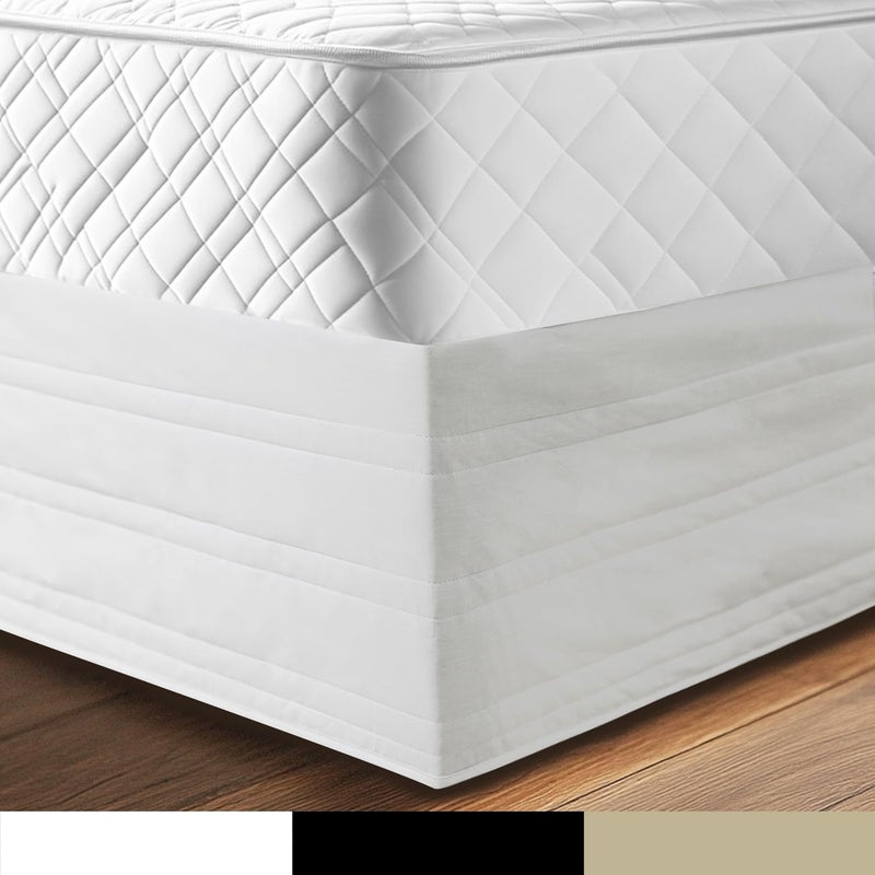 Ramesses Bed Skirt King Size with 14 inch Drop,Blended Quilted Bedframe Cover, Box Spring Cover,Wrap Around Bed Skirt,Fade Resistant Dust (White, King) - Image 2