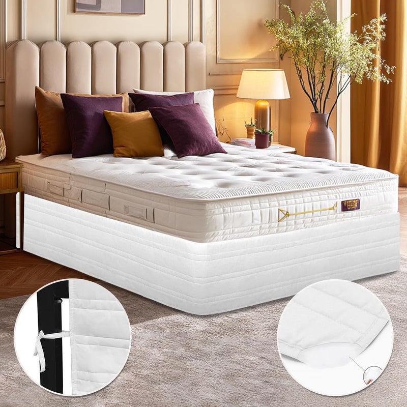 Ramesses Bed Skirt King Size with 14 inch Drop,Blended Quilted Bedframe Cover, Box Spring Cover,Wrap Around Bed Skirt,Fade Resistant Dust (White, King) - Image 3