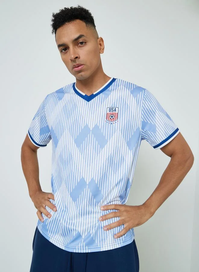 Styli Active Men USA Short Sleeve Jersey FIFA Football T-Shirt