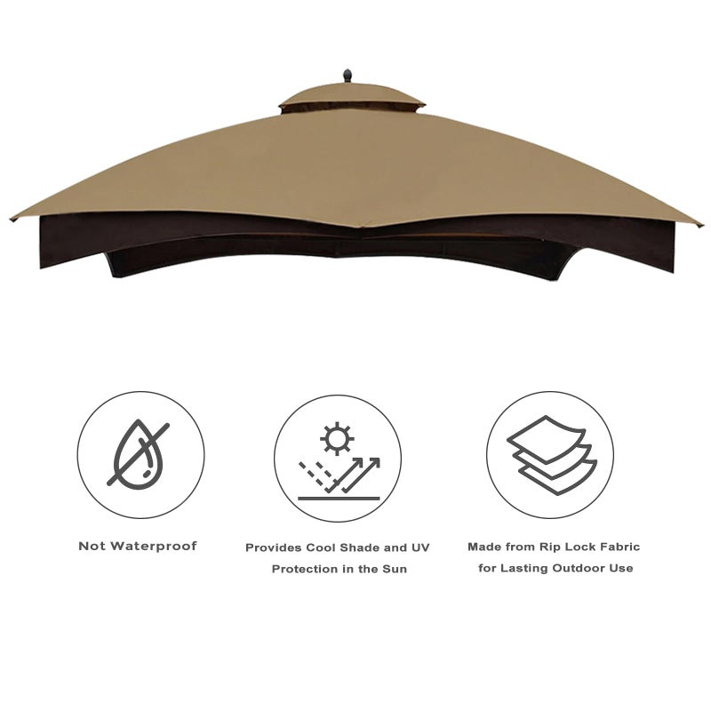 Eurmax USA High Performance Replacement Canopy Top for Lowe's Allen Roth Heavy Duty Gazebo Roof Gazebo Top with Air Vent 10X12 Cover #GF-12S004B-1, Replacement Top Only (Khaki) - Image 4