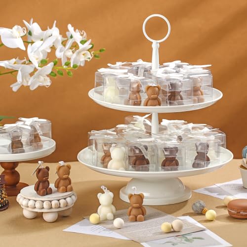 Hoolerry 30 Pcs Baby Shower Favors Bear Candles Favors with Handmade Mini 30 Boxes Bear Shaped Candles Bulk for Baby Shower Boys Girls Wedding Gender Reveal Party Guest(White, Brown) - Image 4